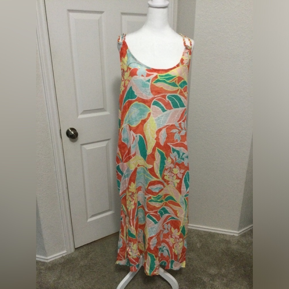 Cynthia Rowley Braided Neck Linen Blend Maxi Beach Cover Up Size M